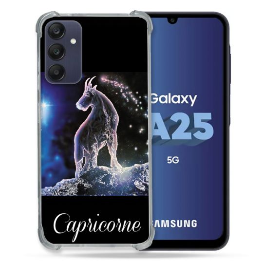 Coque Renforcée En Verre Trempé PourSamsung Galaxy A25 5G Signe Zodiaque 2 Capricorne