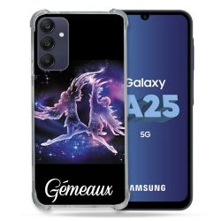 Coque Renforcée En Verre Trempé PourSamsung Galaxy A25 5G Signe Zodiaque 2 Gémeaux