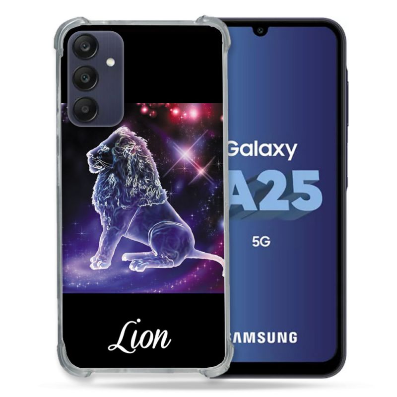 Coque Renforcée En Verre Trempé PourSamsung Galaxy A25 5G Signe Zodiaque 2 Lion