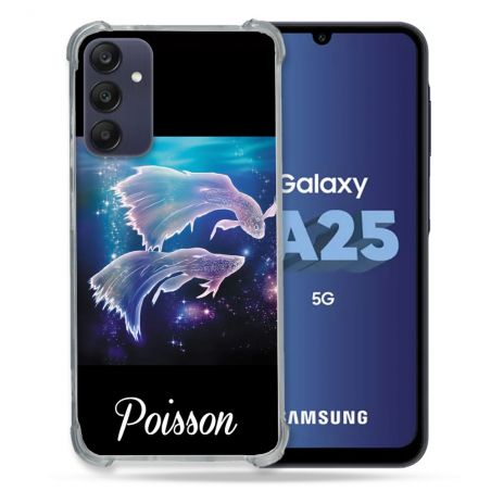 Coque Renforcée En Verre Trempé PourSamsung Galaxy A25 5G Signe Zodiaque 2 Poisson