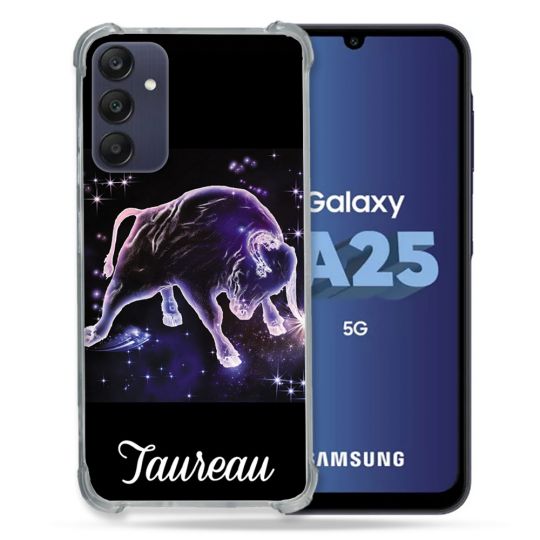 Coque Renforcée En Verre Trempé PourSamsung Galaxy A25 5G Signe Zodiaque 2 Taureau