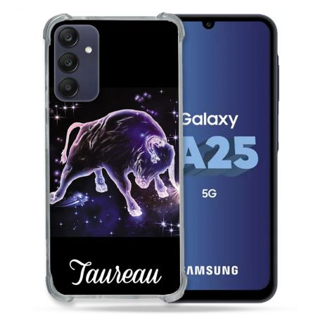 Coque Renforcée En Verre Trempé PourSamsung Galaxy A25 5G Signe Zodiaque 2 Taureau