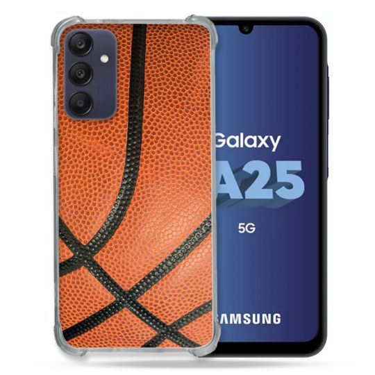 Coque Renforcée En Verre Trempé PourSamsung Galaxy A25 5G Sport Ballon Basket