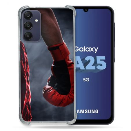 Coque Renforcée En Verre Trempé PourSamsung Galaxy A25 5G Sport Boxe Gant Rouge