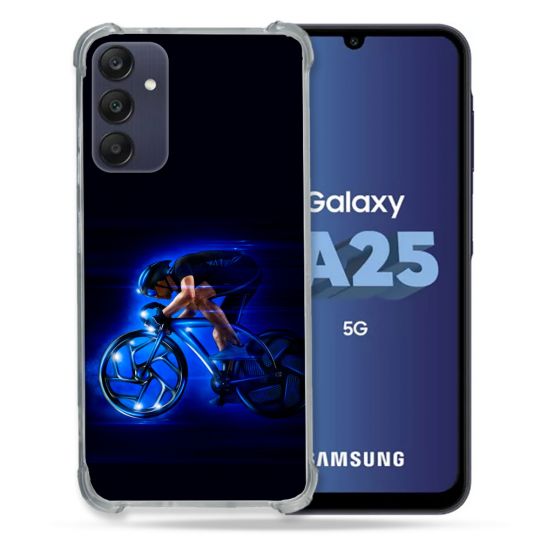 Coque Renforcée En Verre Trempé PourSamsung Galaxy A25 5G Sport Cyclisme Bleu