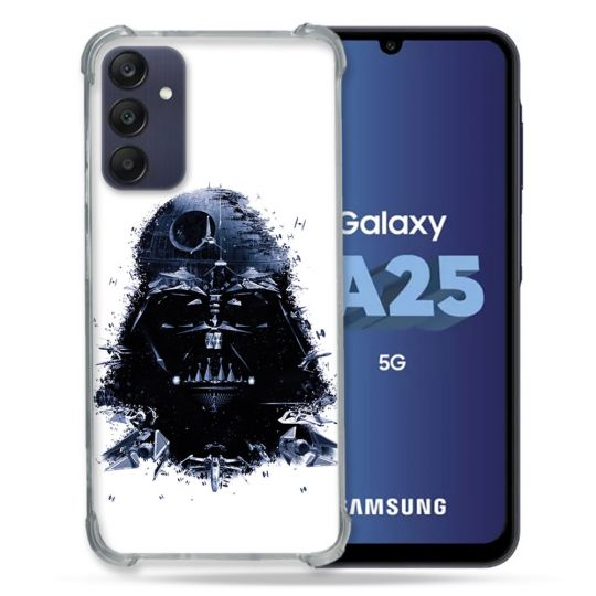 Coque Renforcée En Verre Trempé PourSamsung Galaxy A25 5G Star Wars - Dark Vador Blanc