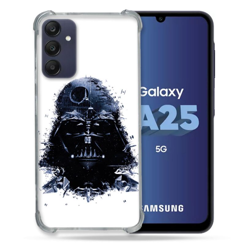 Coque Renforcée En Verre Trempé PourSamsung Galaxy A25 5G Star Wars - Dark Vador Blanc
