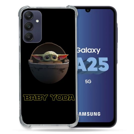 Coque Renforcée En Verre Trempé PourSamsung Galaxy A25 5G Star Wars - Yoda bebe noir