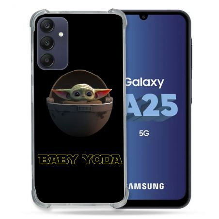 Coque Renforcée En Verre Trempé PourSamsung Galaxy A25 5G Star Wars - Yoda bebe noir