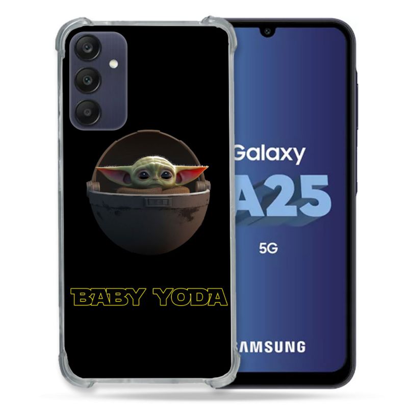 Coque Renforcée En Verre Trempé PourSamsung Galaxy A25 5G Star Wars - Yoda bebe noir