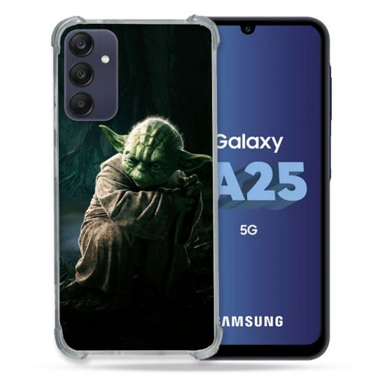 Coque Renforcée En Verre Trempé PourSamsung Galaxy A25 5G Star Wars - Yoda sombre