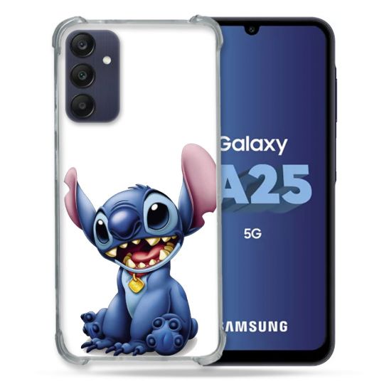 Coque Renforcée En Verre Trempé PourSamsung Galaxy A25 5G Stitch Blanc