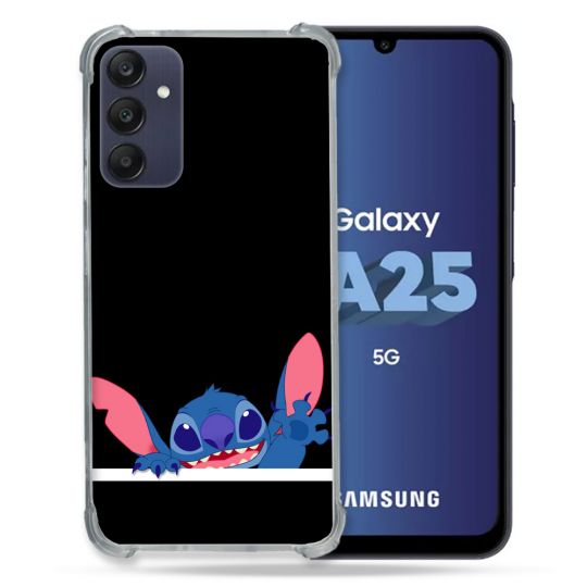Coque Renforcée En Verre Trempé PourSamsung Galaxy A25 5G Stitch Noir
