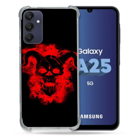 Coque Renforcée En Verre Trempé PourSamsung Galaxy A25 5G Tete de Mort Diable