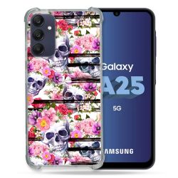 Coque Renforcée En Verre Trempé PourSamsung Galaxy A25 5G Tete de Mort Pattern