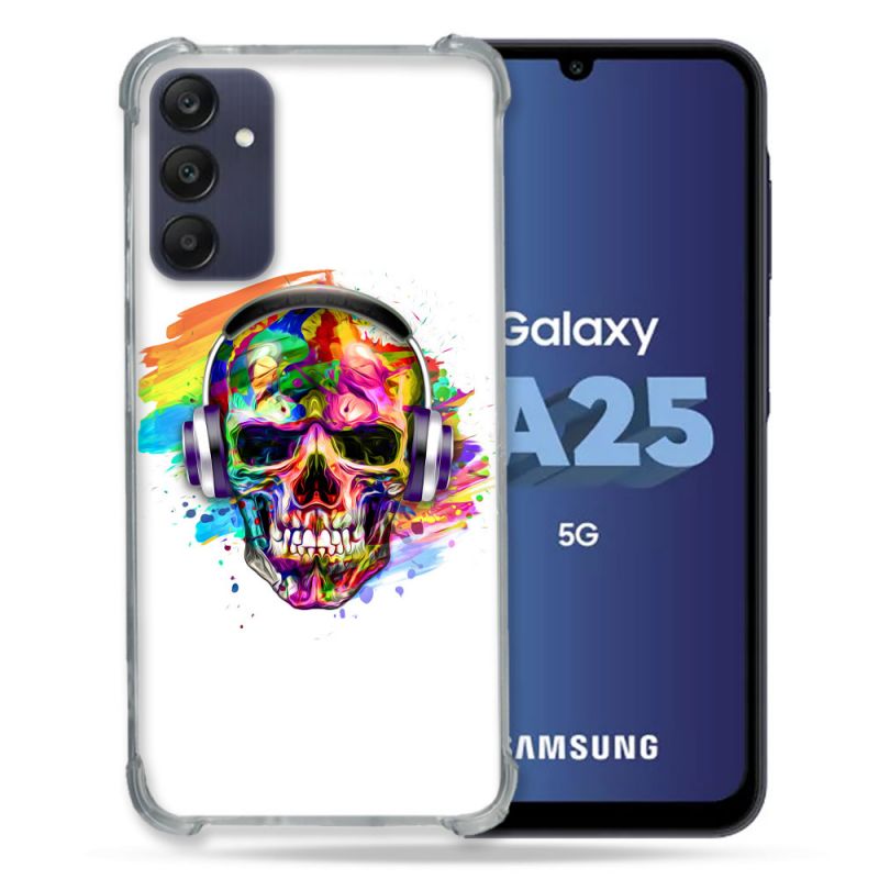Coque Renforcée En Verre Trempé PourSamsung Galaxy A25 5G Tete de Mort Tag