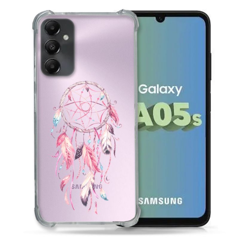 Coque Renforcée En Verre Trempé Transparent PourSamsung Galaxy A05S Attrape Reve Rose