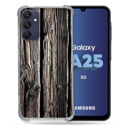 Coque Renforcée En Verre Trempé PourSamsung Galaxy A25 5G Texture Bois
