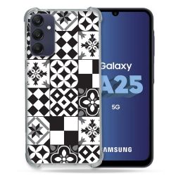 Coque Renforcée En Verre Trempé PourSamsung Galaxy A25 5G Texture Carreau Ciment Noir