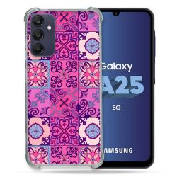Coque Renforcée En Verre Trempé PourSamsung Galaxy A25 5G Texture Carreau Ciment Violet