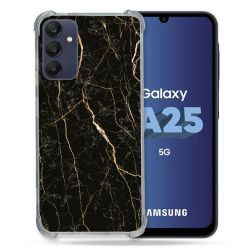 Coque Renforcée En Verre Trempé PourSamsung Galaxy A25 5G Texture Marbre Noir