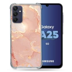 Coque Renforcée En Verre Trempé PourSamsung Galaxy A25 5G Texture Marbre Rose