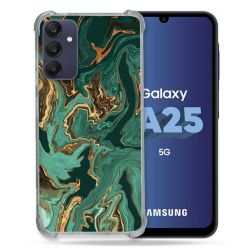Coque Renforcée En Verre Trempé PourSamsung Galaxy A25 5G Texture Marbre Vert