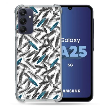 Coque Renforcée En Verre Trempé PourSamsung Galaxy A25 5G Texture Plume Canard