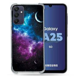 Coque Renforcée En Verre Trempé PourSamsung Galaxy A25 5G Univers Bleu Violet