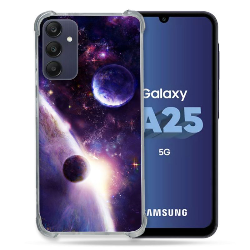 Coque Renforcée En Verre Trempé PourSamsung Galaxy A25 5G Univers Planete Stellaire