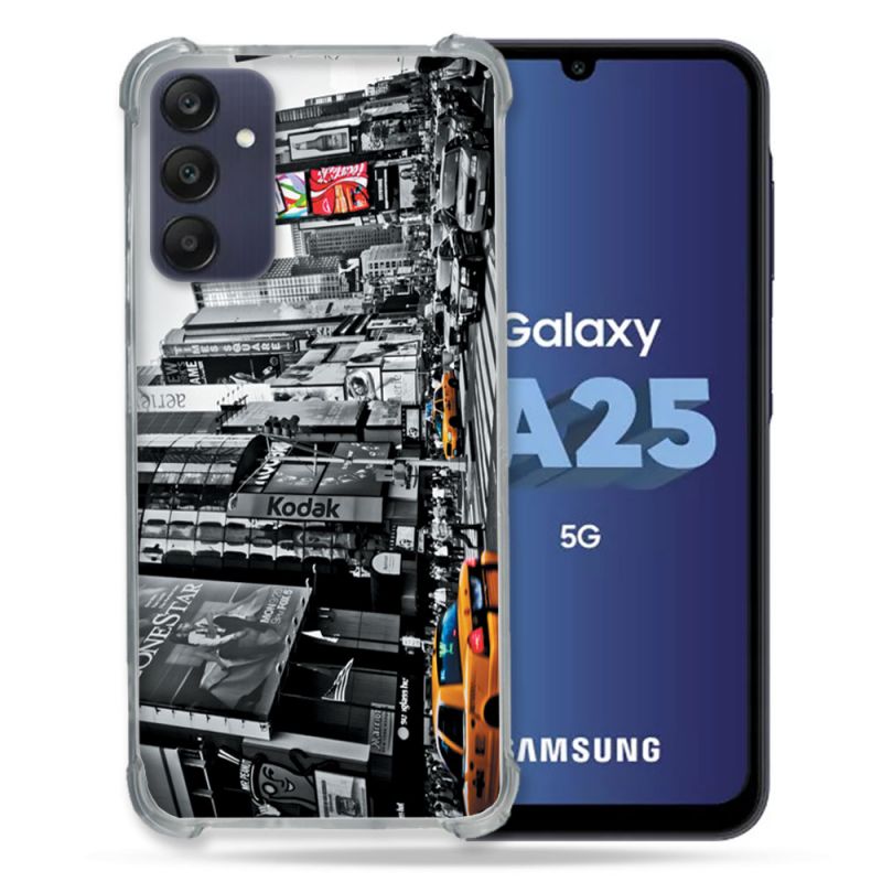 Coque Renforcée En Verre Trempé PourSamsung Galaxy A25 5G Voyage Amerique USA New York Taxi