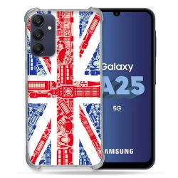Coque Renforcée En Verre Trempé PourSamsung Galaxy A25 5G Voyage Angleterre Blanc