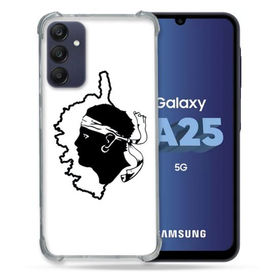 Coque Renforcée En Verre Trempé PourSamsung Galaxy A25 5G Voyage Corse Blanc