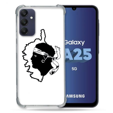Coque Renforcée En Verre Trempé PourSamsung Galaxy A25 5G Voyage Corse Blanc