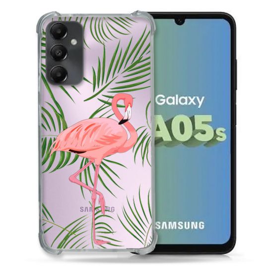 Coque Renforcée En Verre Trempé Transparent PourSamsung Galaxy A05S Flamant Rose
