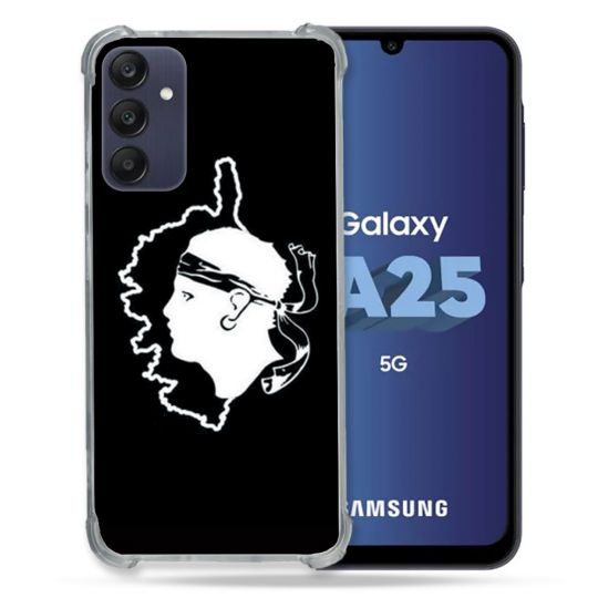 Coque Renforcée En Verre Trempé PourSamsung Galaxy A25 5G Voyage Corse Noir