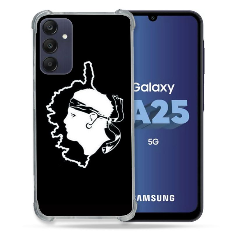 Coque Renforcée En Verre Trempé PourSamsung Galaxy A25 5G Voyage Corse Noir