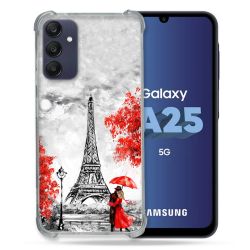 Coque Renforcée En Verre Trempé PourSamsung Galaxy A25 5G Voyage France Paris Rouge