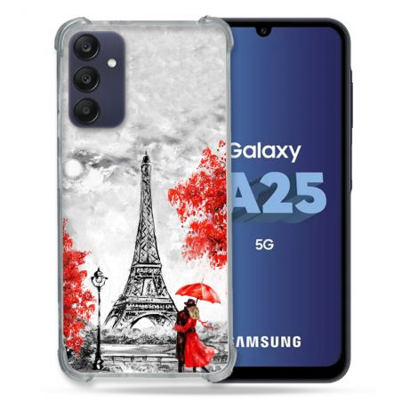 Coque Renforcée En Verre Trempé PourSamsung Galaxy A25 5G Voyage France Paris Rouge