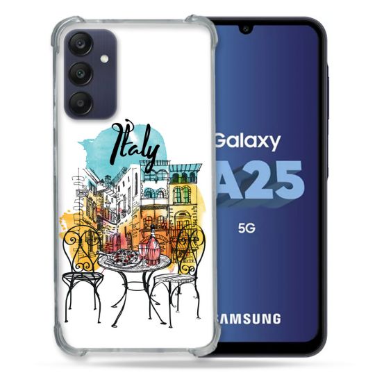 Coque Renforcée En Verre Trempé PourSamsung Galaxy A25 5G Voyage Italie Vintage