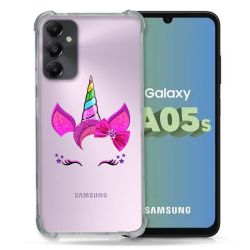 Coque Renforcée En Verre Trempé Transparent PourSamsung Galaxy A05S Licorne Paillette