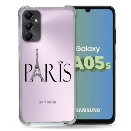 Coque Renforcée En Verre Trempé Transparent PourSamsung Galaxy A05S Paris Noir