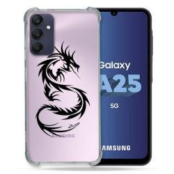 Coque Renforcée En Verre Trempé Transparent PourSamsung Galaxy A25 5G Dragon Noir