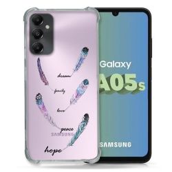 Coque Renforcée En Verre Trempé Transparent PourSamsung Galaxy A05S Plume Couleur