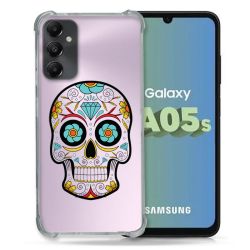 Coque Renforcée En Verre Trempé Transparent PourSamsung Galaxy A05S Tete Mort Color