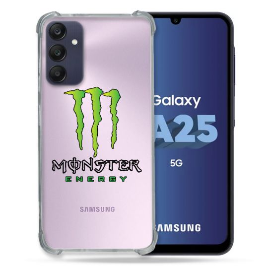 Coque Renforcée En Verre Trempé Transparent PourSamsung Galaxy A25 5G Monster Energy