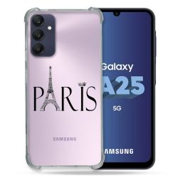 Coque Renforcée En Verre Trempé Transparent PourSamsung Galaxy A25 5G Paris Noir