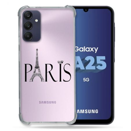 Coque Renforcée En Verre Trempé Transparent PourSamsung Galaxy A25 5G Paris Noir