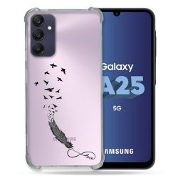 Coque Renforcée En Verre Trempé Transparent PourSamsung Galaxy A25 5G Plume Infini