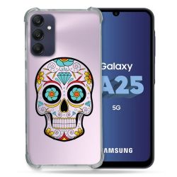 Coque Renforcée En Verre Trempé Transparent PourSamsung Galaxy A25 5G Tete Mort Color